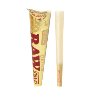 RAW Ethereal 1¼ pre-rolled cone.