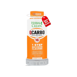 Herbal Clean QCarbo16 orange detox drink available at Vape & Ash Smoke Shop in Nanuet NY
